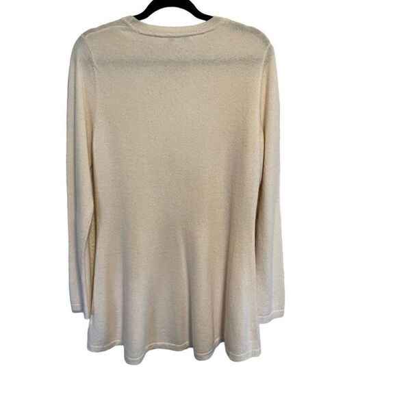 Isaac Mizrahi- 100% Cashmere Cream Ivory Peplum Long Tunic Sweater, Size Medium - Picture 5 of 10